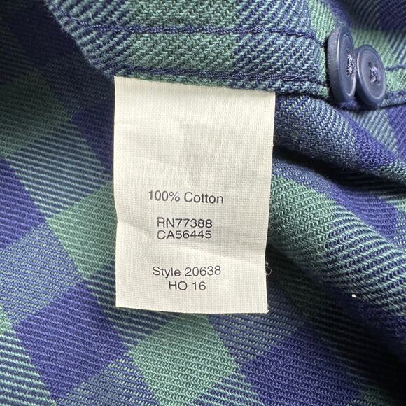 J. Crew Flannel Shirt Men’s Small Green Navy Blue Heavyweight Long Sleeve - Picture 6 of 10
